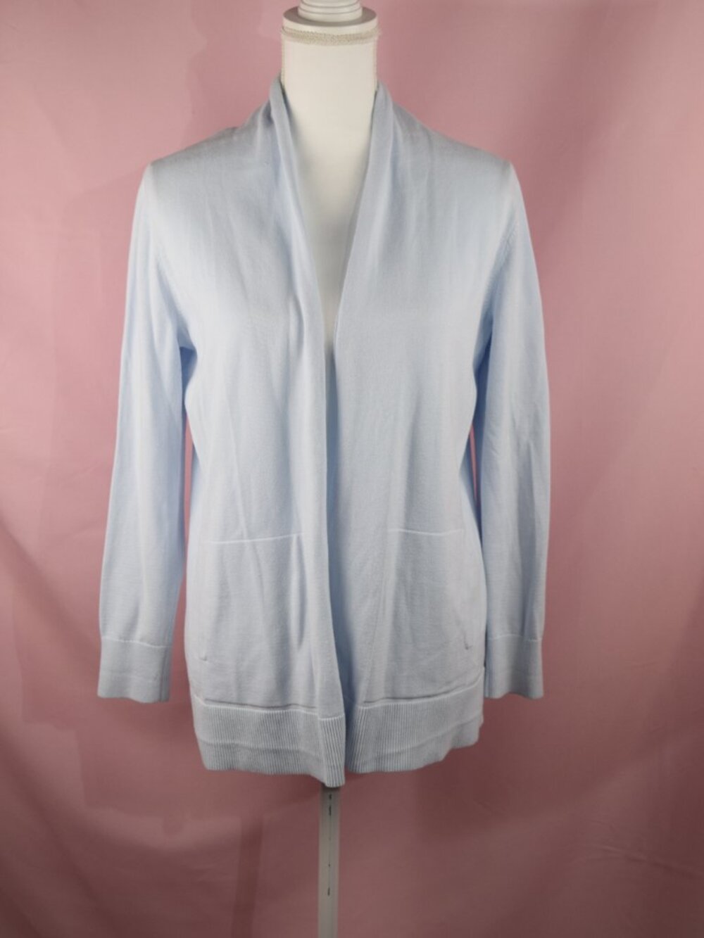 Lands' End Light Blue Open Front Cotton Cardigan Sweater | Size S